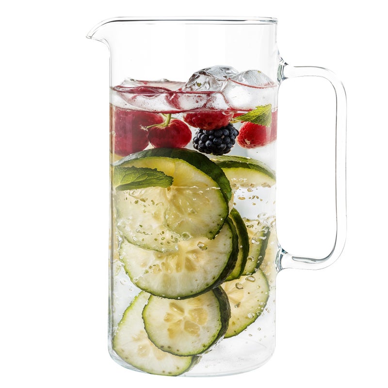 Simax Large Glass Pitcher With Spout, 2.5 Quart (80 Ounce) Borosilicate Glass Iced Tea Pitchers with Handle, Angled Cylinder Design, Glass Water Pitcher - Image 1